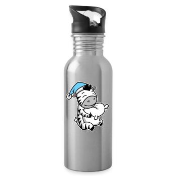 Zebra mit Kissen und Schlafmütze - Trinkflasche mit integriertem Trinkhalm - Lightsilver - Rechts