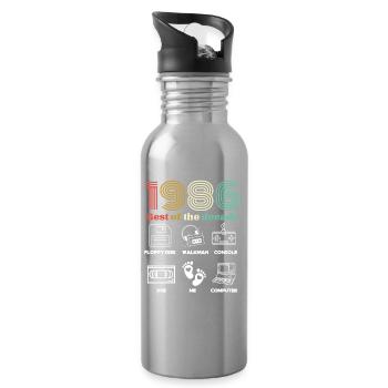 Best of the Decade 1986 - Birthday Humor - Water bottle with straw - silver - Right