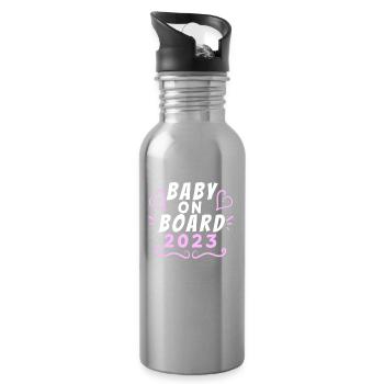 Bébé à bord des filles 2023 - Gourde avec paille intégrée - argent clair - Droite