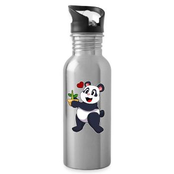 Panda Bambus - Trinkflasche mit integriertem Trinkhalm - Lightsilver - Rechts