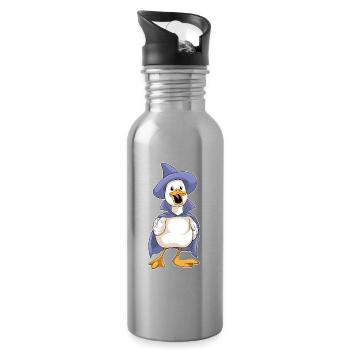 Duck Halloween Witch - Water bottle with straw - silver - Right