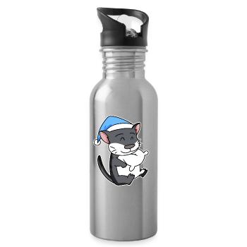 Katze Katzenrasse Norwegische Waldkatze - Trinkflasche mit integriertem Trinkhalm - Lightsilver - Rechts