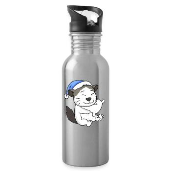 Katze Katzenrasse Ragdoll - Trinkflasche mit integriertem Trinkhalm - Lightsilver - Rechts