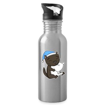 Katze Katzenrasse Havana - Trinkflasche mit integriertem Trinkhalm - Lightsilver - Rechts