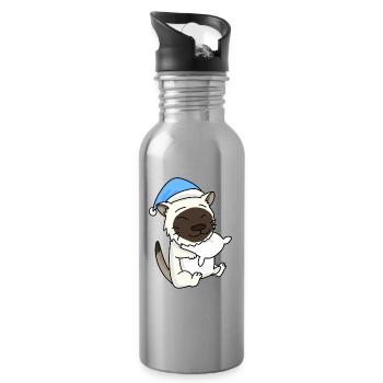 Katze Katzenrasse Birma - Trinkflasche mit integriertem Trinkhalm - Lightsilver - Rechts