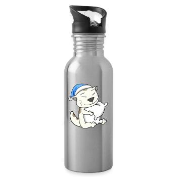 Katze Katzenrasse Devon Rex - Trinkflasche mit integriertem Trinkhalm - Lightsilver - Rechts