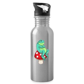 Frog Mushroom - Water bottle with straw - silver - Right