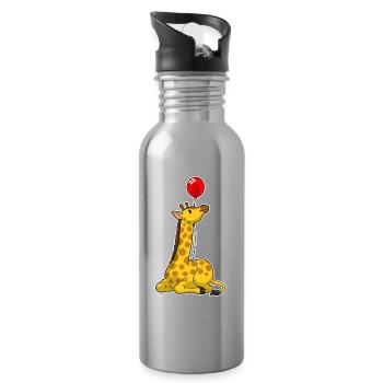 Giraffe Balloon - Water bottle with straw - silver - Right
