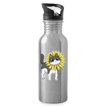 Tournesol chat - Gourde avec paille intégrée - argent clair - Droite