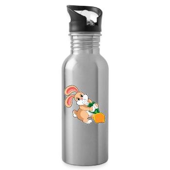 Rabbit Carrot - Water bottle with straw - silver - Right