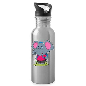 Elephant Student Backpack School - Water bottle with straw - silver - Right