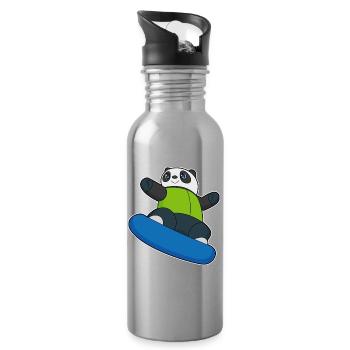 Panda Snowboarder Snowboard - Gourde avec paille intégrée - argent clair - Droite