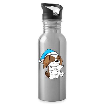Dog dog breed Charles Spaniel - Water bottle with straw - silver - Right