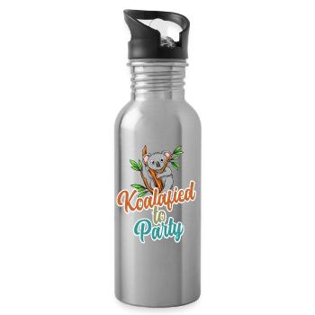 Koalafied to Party Qualified Pun Cute and Funny Ko - Water bottle with straw - silver - Right