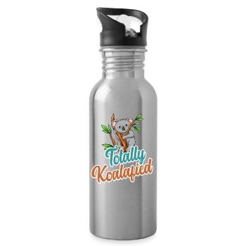 Totally Koalafied - Qualified Pun Cute Funny Anima - Water bottle with straw - silver - Right