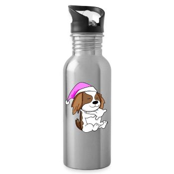 Dog dog breed Cavalier King Charles Spaniel - Water bottle with straw - silver - Right