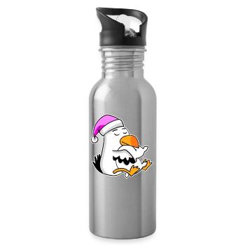 Albatros Möwe Vogel - Trinkflasche mit integriertem Trinkhalm - Lightsilver - Rechts