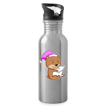 Dog dog breed Shiba Inu - Water bottle with straw - silver - Right