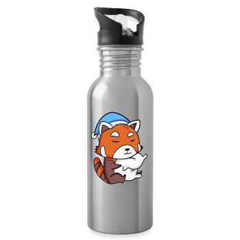 panda roux avec oreiller et bonnet de couchage - Gourde avec paille intégrée - argent clair - Droite