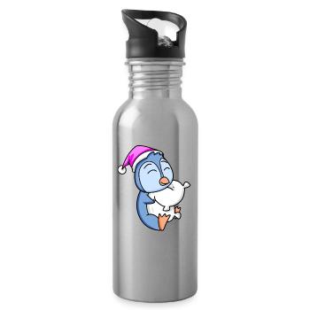 Pinguin mit Kissen - Trinkflasche mit integriertem Trinkhalm - Lightsilver - Rechts