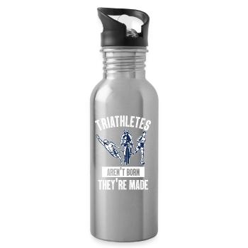 Triathletes Aren't Born They're Made - Water bottle with straw - silver - Right