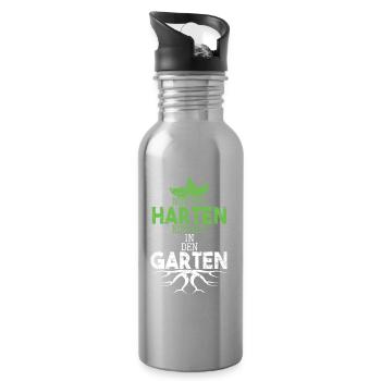 Garten Sprüche Nur die Harten kommen in den Garten - Trinkflasche mit integriertem Trinkhalm - Lightsilver - Rechts