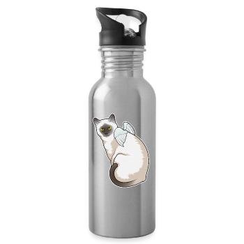 Ailes d’ange de chat - Gourde avec paille intégrée - argent clair - Droite