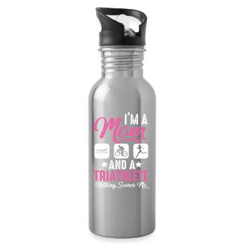 Ich Bin Eine Mutter Und Ein Triathlet - Trinkflasche mit integriertem Trinkhalm - Lightsilver - Rechts