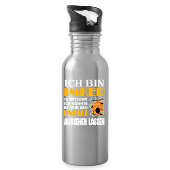 Imker Imkerei Honig Bienen - Trinkflasche mit integriertem Trinkhalm - Lightsilver - Rechts