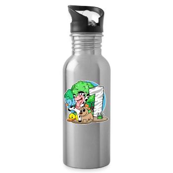 1. Geburtstag Niedliche Tiere 1 Jahr alt - Trinkflasche mit integriertem Trinkhalm - Lightsilver - Rechts