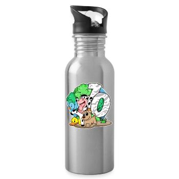 10th birthday Cute animals 10 years old - Water bottle with straw - silver - Right