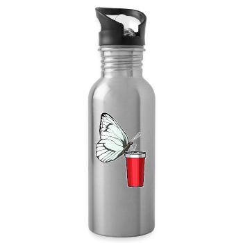 Tasse papillon à emporter - Gourde avec paille intégrée - argent clair - Droite