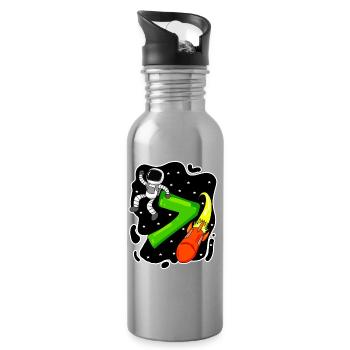 Garçon de 7 ans - cadeau de 7ème anniversaire - Gourde avec paille intégrée - argent clair - Droite
