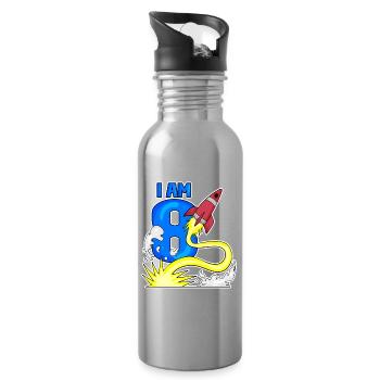 Junge 8 Jahre alt - Trinkflasche mit integriertem Trinkhalm - Lightsilver - Rechts