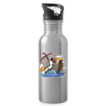 Mouette dans le bateau - Gourde avec paille intégrée - argent clair - Droite