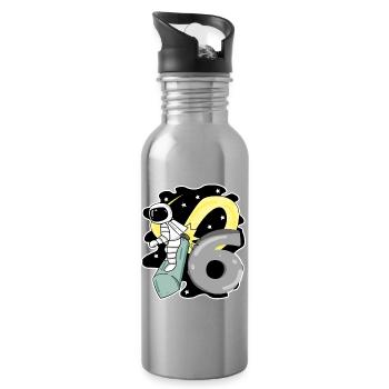Garçon de 6 ans - cadeau de 6ème anniversaire - Gourde avec paille intégrée - argent clair - Droite