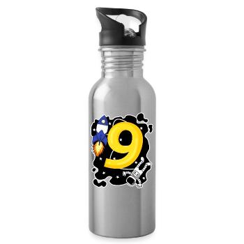 Junge 9 Jahre alt - 9. Geburtstag Geschenk - Trinkflasche mit integriertem Trinkhalm - Lightsilver - Rechts