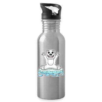 Motif d’ours polaire d’ours polaire pour enfants - Gourde avec paille intégrée - argent clair - Droite