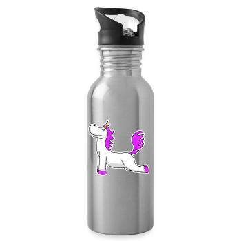 Unicorn Yoga Yoga Teacher Gift Idea - Water bottle with straw - silver - Right