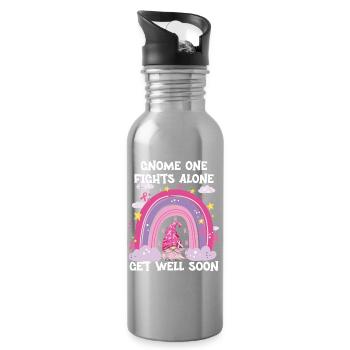 Gnome One Fights Alone Breast Cancer - Water bottle with straw - silver - Right