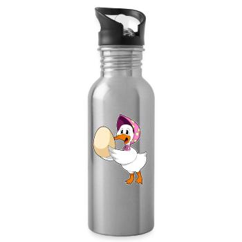 Oeuf de canard - Gourde avec paille intégrée - argent clair - Droite