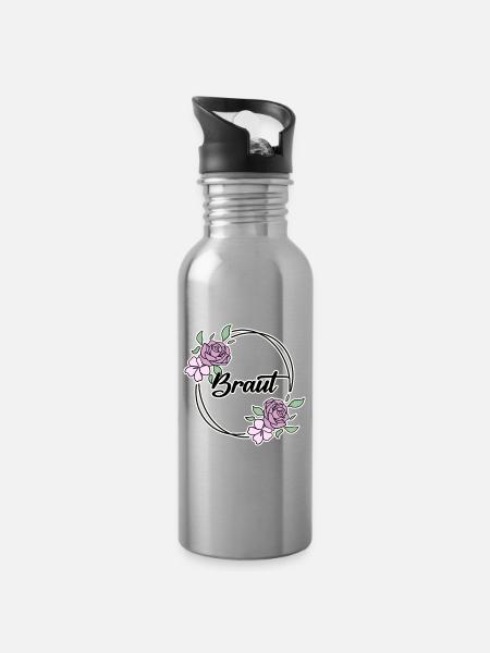 Braut Junggesellinnenabschied - Trinkflasche mit integriertem Trinkhalm - Lightsilver