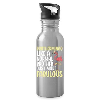 Brothermingo Normal Brother Flamingo - Water bottle with straw - silver - Right