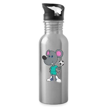 Mouse Football Player Football - Water bottle with straw - silver - Right
