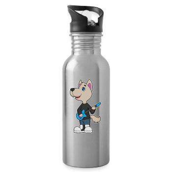 Dog Musician Guitar Music - Water bottle with straw - silver - Right
