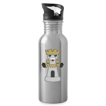 Schachfigur Turm Schach - Trinkflasche mit integriertem Trinkhalm - Lightsilver - Rechts