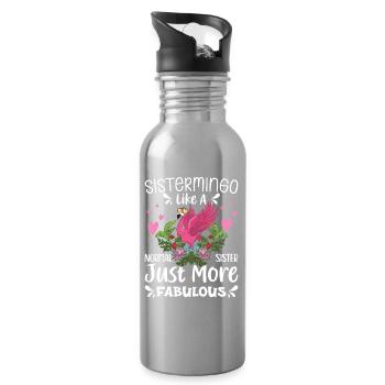 Sistermingo Like Normal Sister Flamingo - Water bottle with straw - silver - Right