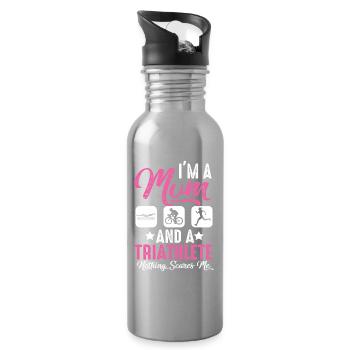 Ich Bin Eine Mutter Und Ein Triathlet - Trinkflasche mit integriertem Trinkhalm - Lightsilver - Rechts