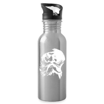 Retro Santa Claus Face - Water bottle with straw - silver - Right