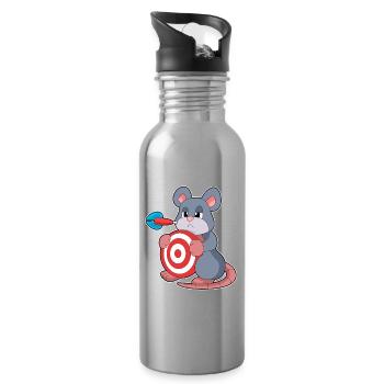 Maus Dart Dartpfeil Dartscheibe - Trinkflasche mit integriertem Trinkhalm - Lightsilver - Rechts